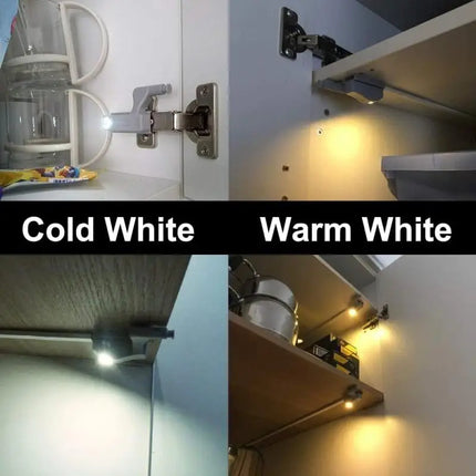 LED Cabinet Hinge Lights product packaging and included accessories