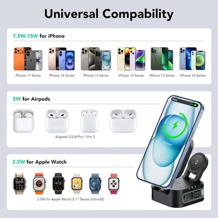 Magnetic 3 in 1 Wireless Charger Station With Extension Cords - photo 6