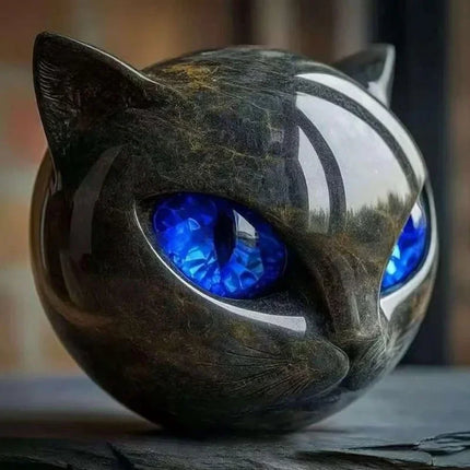 Decorative Black Cat Stone Figurine - photo 6