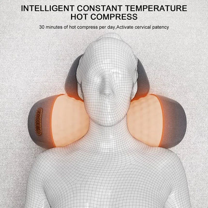 Electric neck massage pillow heating vibration side profile view