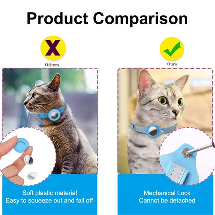 Reflective cat collar with Apple AirTag holder - color options