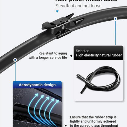 5 PLUS Wipers Replacement for Ford Edge 2015-2022 Windshield Wiper Blades,28"+28" Windshield Wipers with 15" Rear Wiper Blade - Factory Fit & All-Season OEM Quality (Pack of 3)