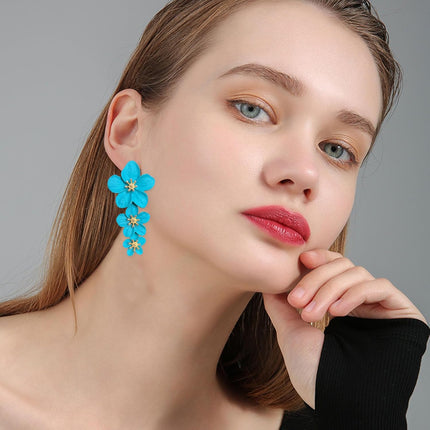 Three Layer Flower Earrings for Women Boho Statement Flower Earrings Bohemian Flower Dangle Earrings Flower Jewelry Gift