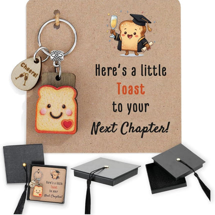 Quietsun Graduation Gifts 2026 - "A Little Toast to Your Next Chapter Keychain with Card, Funny Senior 2026 Gifts for Girls Boys, Unique High School College Graduation Favors & Keepsake