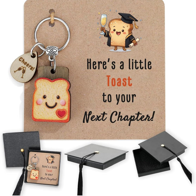 Graduation Gifts 2026 - "A Little Toast to Your Next Chapter Keychain with Card, Funny Senior 2026 Gifts for Girls