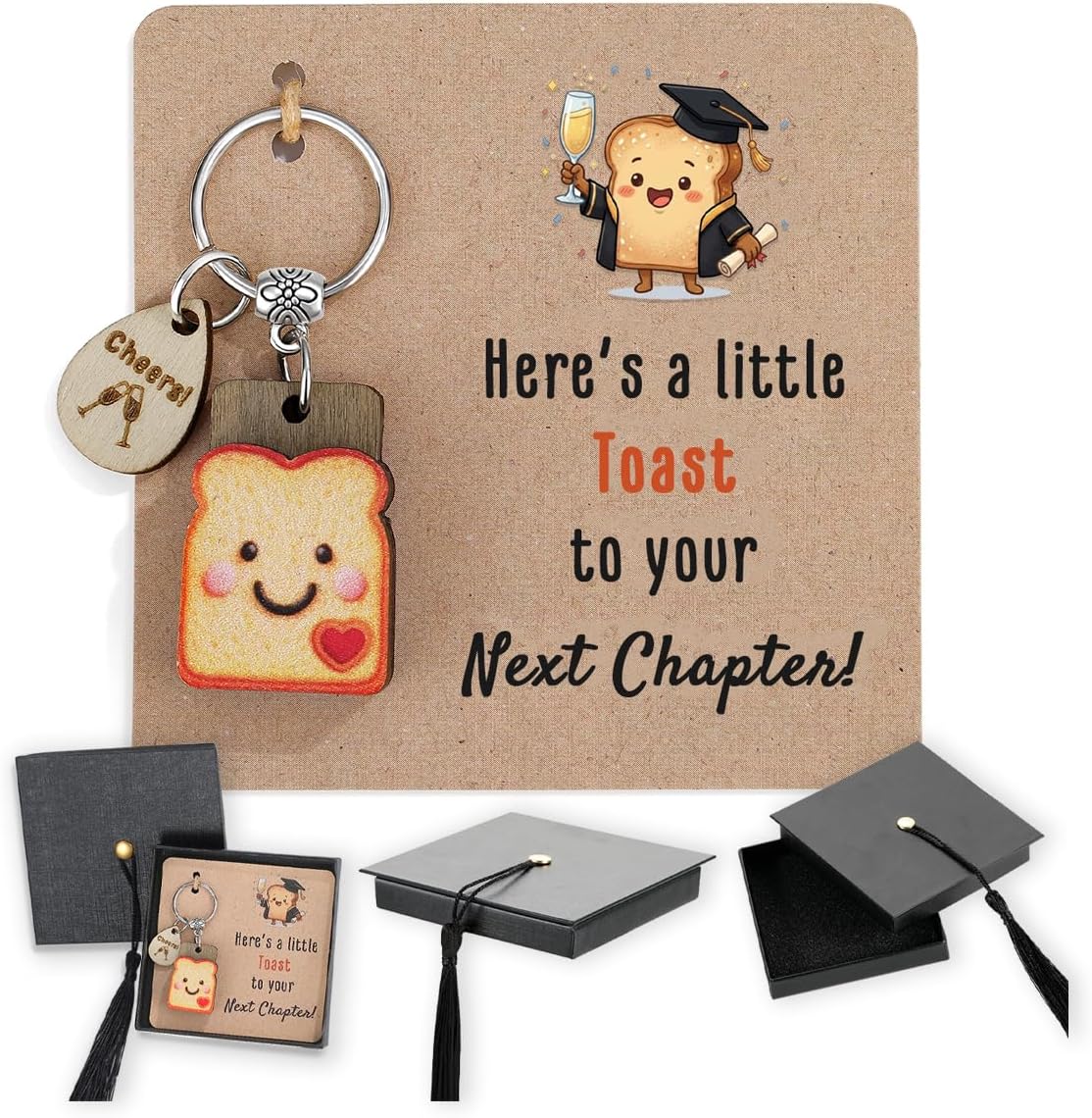 Graduation Gifts 2026 - "A Little Toast to Your Next Chapter Keychain with Card, Funny Senior 2026 Gifts for Girls