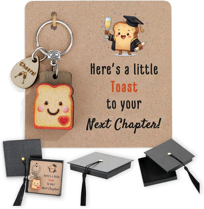 Graduation Gifts 2026 - "A Little Toast to Your Next Chapter Keychain with Card, Funny Senior 2026 Gifts for Girls