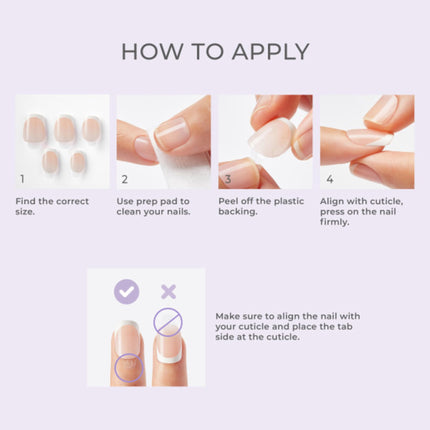 Kiss No Glue Mani Press On Nails, Model, Classic French Manicure Kit, 30 Light Neutral + White Tip, Short Squoval, With IMPROVED Adhesive, Includes Prep Pad, Manicure Stick & Mini File