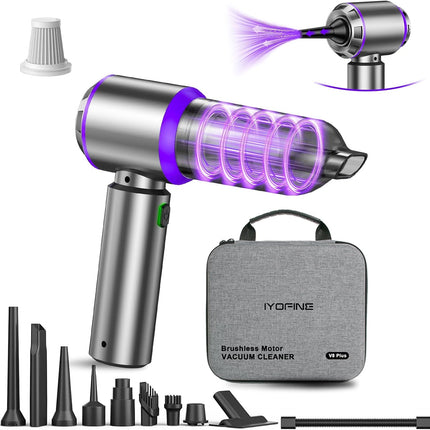 Vacuum/Air Duster 80,000RPM Super Power Mini Car Vacuum Cleaner 4-in-1 air Blower Gun Air Duster & Air Blower & Pump Hand Electric air Duster Handheld dust Blower Blower Cordless (Purple)