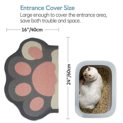 Cute Cat Litter Mat 24”x16”, Litter Box Mat, Litter Trapping Mat, Soft on Kitty Paws, Easy Clean, Anti Slip, Pet Accessories, Door Floor mats - Grey Pink