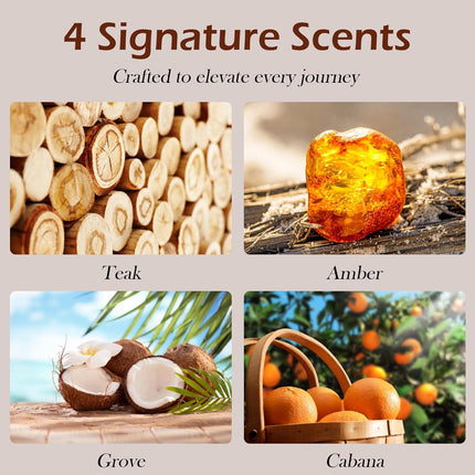 Car Air Freshener – Wood Air Freshener for Visor Clip – 4 Luxury Scents Grove, Cabana, Teak, Amber with 2 Strong Magnetic Clips – Cabin, Car, Truck, SUV