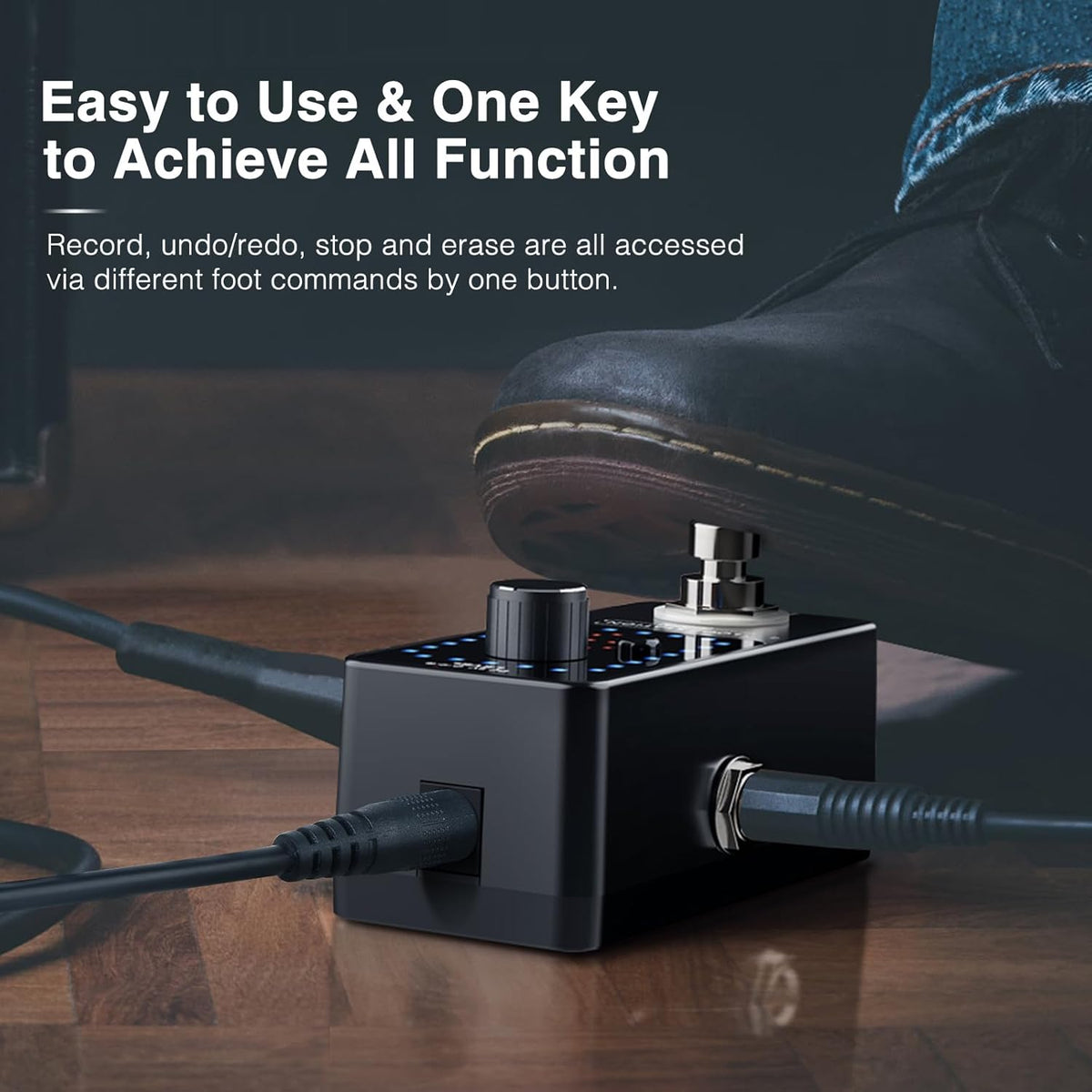 Black Guitar Looper Pedal with Tuner, 9 Loops and 40 Minutes - photo 5