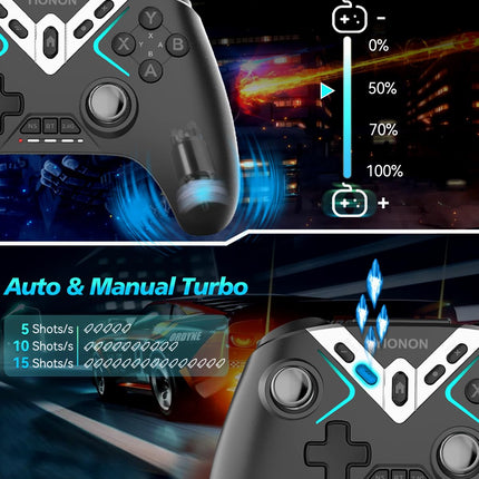 Wireless PC Controller, Bluetooth Game Controller with Hall Effect Joysticks & Triggers for Windows PC, Nintendo Switch, Android/Mobile/TV, iOS, MAC with Loop Macro, Vibration, Turbo, Motion Control
