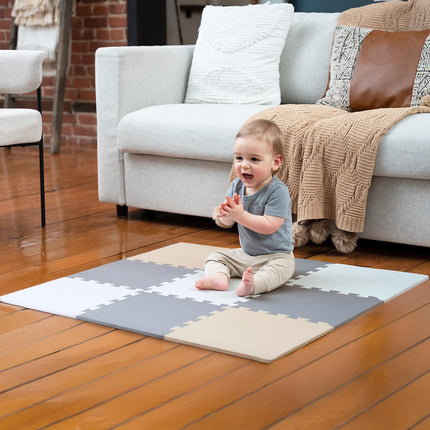 Baby Play Mat, Soft Foam Floor Tiles for Kids. Adjustable Interlocking Foam Tiles, Fits with 74x74 Playpen Baby mat for Crawling & Development, Playmat for Babies 6-12 Months