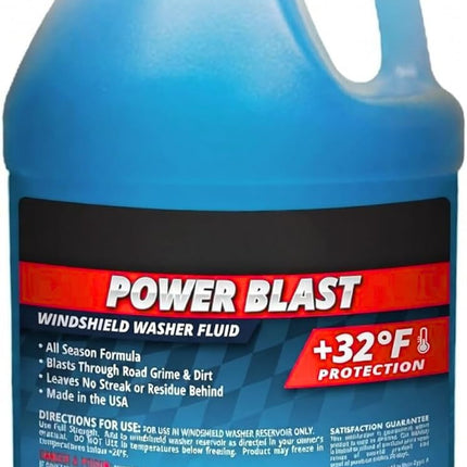 6-Gallons Power Blast +32°F Protection Windshield Washer Fluid | Removes Road Grime & Dirt, Ready to Use (6 Jugs of 1 Gallon)