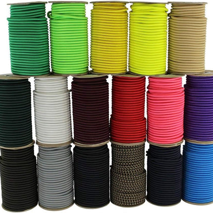 SGT KNOTS Marine Grade Bungee Cord - 100% Elastic Cord, Dacron Polyester Bungee Shock Cord for DIY, Tie Downs, Commercial Uses | 1/4" x 50 ft, Black