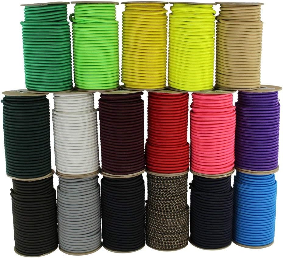 Marine Grade Bungee Cord - 100% Elastic Cord, Dacron Polyester Bungee Shock Cord for DIY, Tie Downs, Commercial Uses 