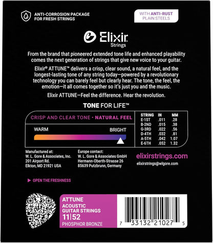 Phosphor Bronze Acoustic Guitar Strings, Custom Light 11-52 - photo 2