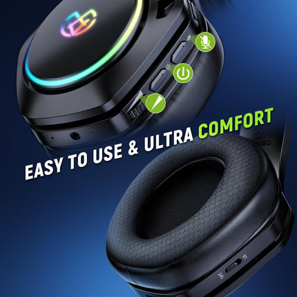 Tatybo Wireless Gaming Headset for Ps5 Ps4 PC, 2.4GHz USB & Type-C Gaming Headphones, 40Hrs & 7.1 Surround Sound Bluetooth Headphones with Noise Canceling Mic, Wireless Headset for Switch Phone