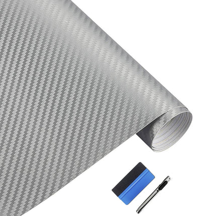 3D Black Carbon Fiber Car Vinyl Wrap Self-Adhesive Film 1ft x 5ft
