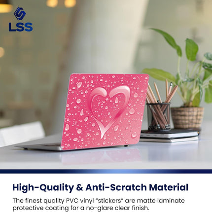 LSS Laptop 17-17.3" Skin Cover with Colorful Pink Heart Pattern for HP Dell Lenovo Apple Asus Acer Compaq - Fits 16.5" 17" 17.3" 18.4" 19" (2 Wrist Pads Free)