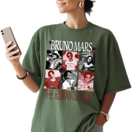 Handmade Bruno The Romantic Tour T-Shirt, Concert Merch Best Friend Matching tee Shirt 2026 Multicolor Unisex