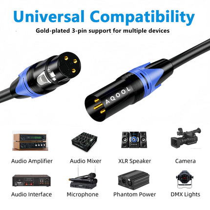 XLR Cables 25ft 4 Pack, Balanced Microphone Cable Gold-Plated 3 Pin