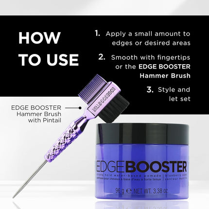 Style Factor EDGE BOOSTER Strong Hold Water-Based Pomade | Formulated with Argan Oil for Moisture & High Shine | Long Lasting Edge Control Gel | Cherry, 3.38 oz