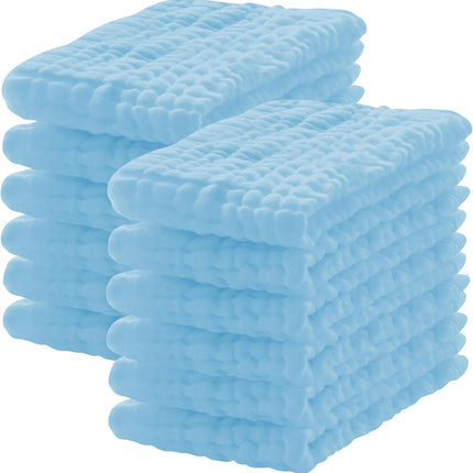 Lovely Care 12 Pack Muslin Burp Cloths 100% Cotton Muslin Cloths Large 20''x10'' Extra Soft and Absorbent Baby Burping Cloth - Aqua