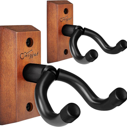 SNIGJAT Guitar Wall Mount 2 Pack, Guitar Hanger Wall Hook Holder Stand with Screws, Hardwood Mount Hanger for Acoustic Bass,Banjo, Mandolin