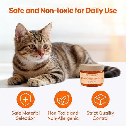 Cat Calm Beads Family, Cat Calming Diffuser Gel Non Plug in, 3 Pack Cat Anxiety Relief, Lasting 2 Months, Downtime More Peaceful for Pets and Owners Alike. (3pc)
