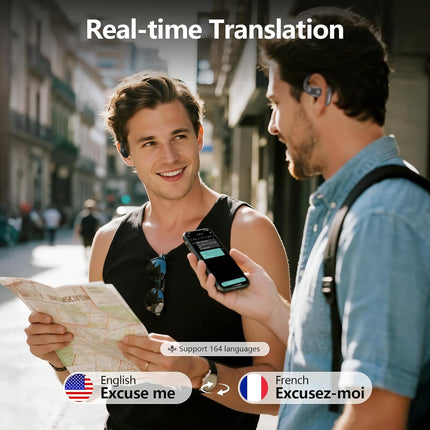AI Translation Earbuds Real Time, 3-in-1 Translator Earbuds 164 Languages & Accents, Audifonos Traductores Inglés Español,Open Ear Wireless Headphones with Charging Case fit iOS & Android Black