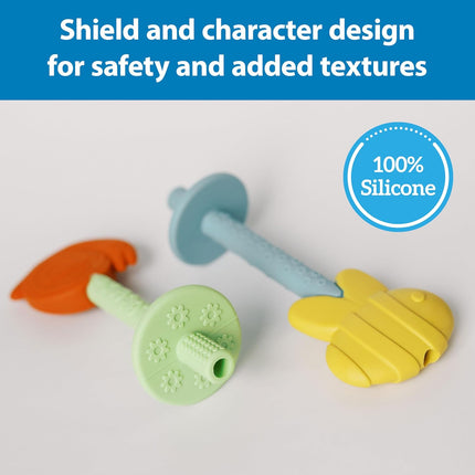 Dr. Brown's Teething Tubes for Babies, Bee and Snail, Massaging Silicone Teether Sticks, BPA Free, 3m+, 2-Pack