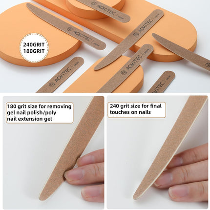 Aokitec 10 PCS Nail Files Professional, 100/180 Grit Double Sided Emery Boards, Nail Art Tools for Acrylic Natural Nails, Manicure Pedicure Tools for Home Salon Use