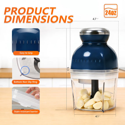 Electric Garlic Mincer & Onion Chopper, 3-Cup Mini Food Processor