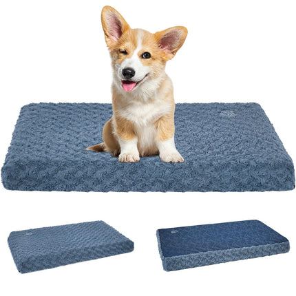Tapete para cama de perro, colchón para jaula, ultra suave para perrera, gris, grande