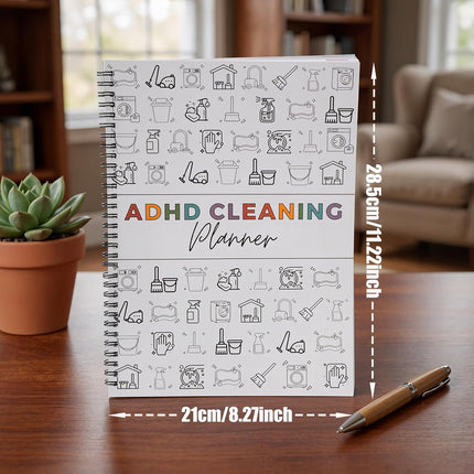 ADHD Cleaning Planner Colorful Frosted Cover - Daily Weekly Cleaning Schedule Notebook for ADHD Adults Kids, Tear-Resistant Bleed-Proof