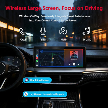 9.03" HD CarPlayScreen for Apple CarPlay & Android Auto, Featuring Mirror Link, Voice Control, Music Playback, GPS Navigation, Backup Camera, Bluetooth