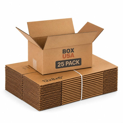 Shipping Boxes Medium 12"L x 9"W x 4"H 25-Pack - Corrugated Cardboard Box for Moving, Mailing, Packing, Packaging and Storage