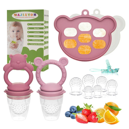 Baby Breastmilk Popsicle Molds & Baby Fruit Feeder (6 Pack), Infant Food Freezer Tray Storage Containers, Silicone Teething Pacifier Feeder and Teether for Babies,Babies Feeder