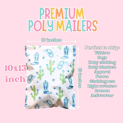 10x13 Colourful and Stylish 25 Pack Poly Mailer Bags with Unique Designs | Waterproof, Tear-Resistant, Durable Shipping Bags Ideal for Gifts, Small Businesses, and Secure Packaging | Western Cowboy