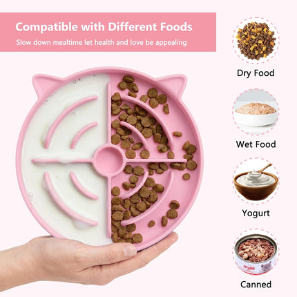 YINEYA 2 Pcs Silicone Slow Feeder Cat Bowl, Cat Slow Feeder for Food Training, Interactive Puzzle Bowls for Puppy, Kitten Dishes to Prevent Overeating, Treat Toys Suitable for Dry and Wet Food