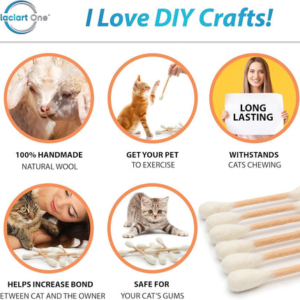 Glaciart One Swabs Cat Toys with Catnip - 12 Pk | Durable for Chew, Cute Cat Toys Interactive Kitty for Boredom, Exercise, & Play | Filled w/Organic Catnip for Anxiety & as Digestive Aid | Gift Idea