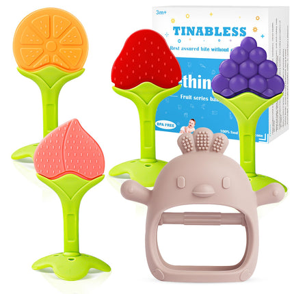 Teething Toys (5 Pack) - Infant Teething Keys Set, BPA-Free, Natural Organic Freezer Safe for Infants and Toddlers, Silicone Baby Teethers