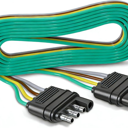 80 Inch 4 Way Flat Trailer Connector Harness Extension, 16AWG 4 Pin Plug Trailer Wire Extender, 4 Prong Male to Female Trailer Light Wiring for Hitch, Utility, Boat, or RV Trailers