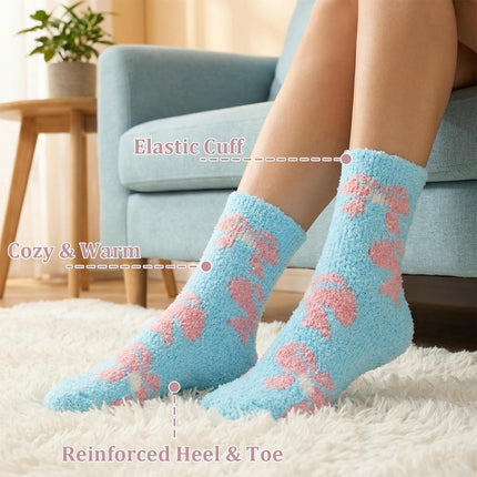 3 Pairs Moisturizing Socks Overnight, Love Heart Flower Bow loe Socks, Moisturizer Sock for Dry Cracked Feet, Cozy Gel Spa Sock for Women(White, Pink and Light Blue)