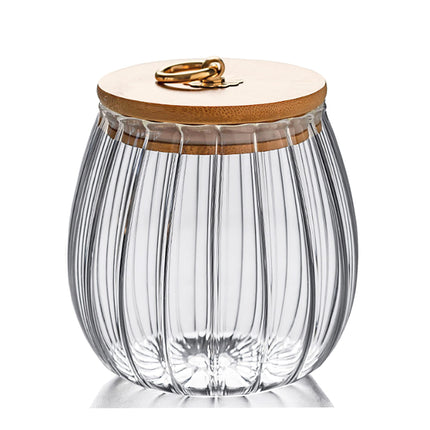 Glass Coffee Nuts Canister Airtight Jar with Bamboo Lid 23 FL OZ Small Oval