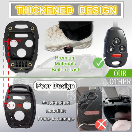 Key Fob Cover Shell Compatible with Honda Accord 2003-2012,Civic EX 2006-2013,Pilot 2009-2015,CR-V 2005-2006 - Premium Durable,Scratch-Resistant,Cutting NOT Required (Button4-Black, 1)