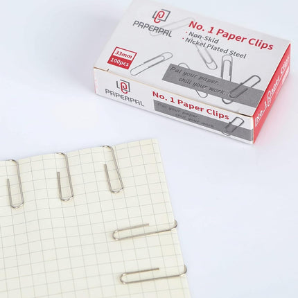PAPERPAL Paperclips for Office School & Personal Use, #1 Nonskid Paper Clip (1-2/7"), 600 Medium Paper Clips (6 Boxes of 100 Each), Silver