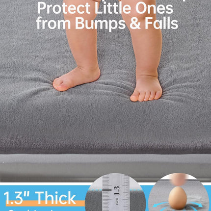 Baby Play Mat for Floor Playpen Mat 1.3" Thick Elasti-Foam Padded Cushioning Non-Slip Backing Safe Playroom Tatami-Style Nursery Mat for Tummy Time & Crawling for Babies Toddlers Infants